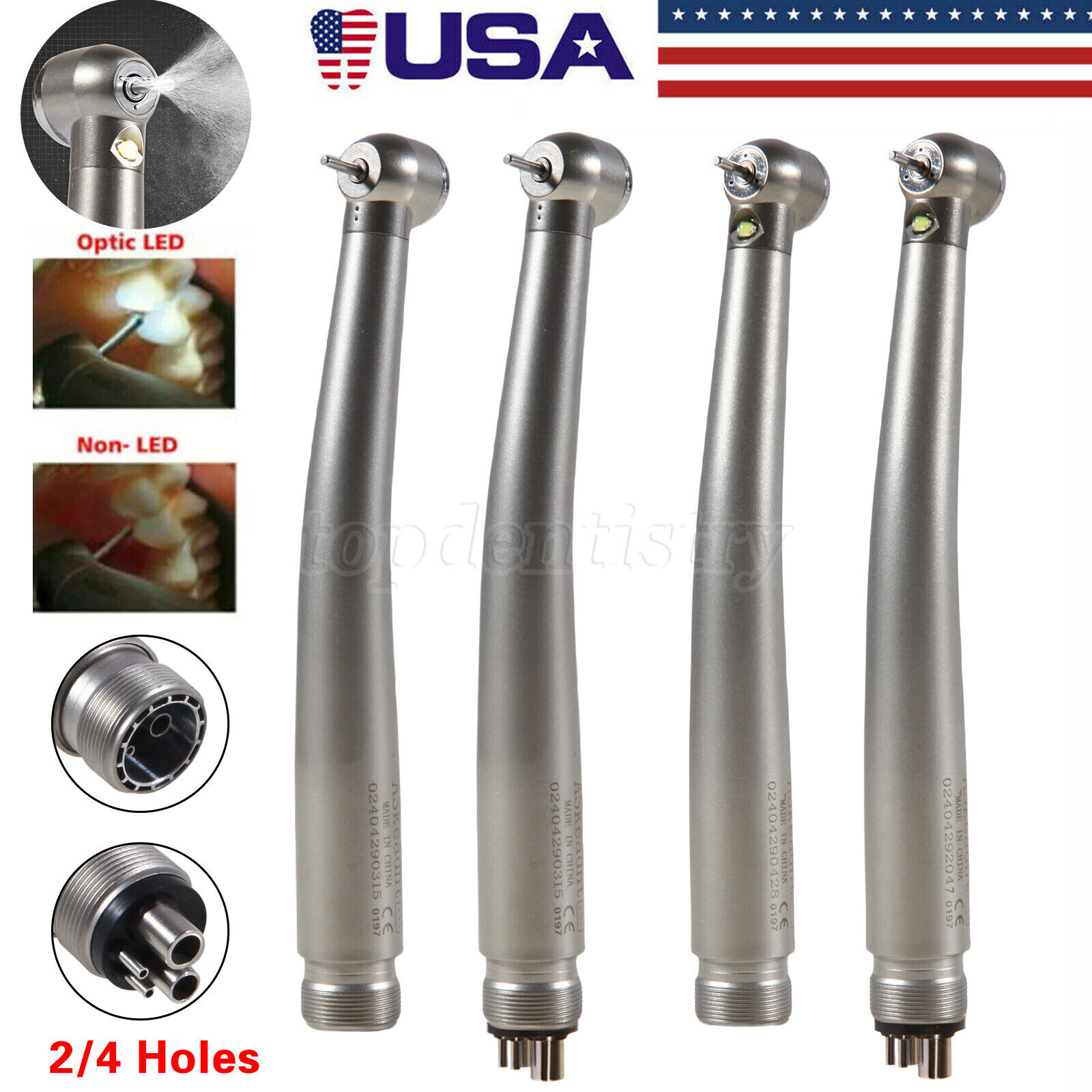 NSK Style Dental LED E-generator /High Speed NoLED Handpiece Turbine 2/4Hole ASk