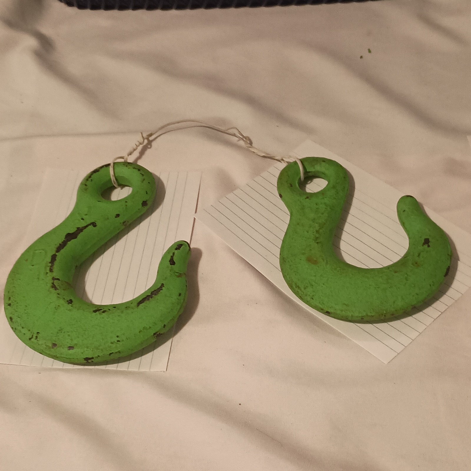 Lot of 2 Green Lifting Hooks, Unmarked Model, MPN Does Not Apply