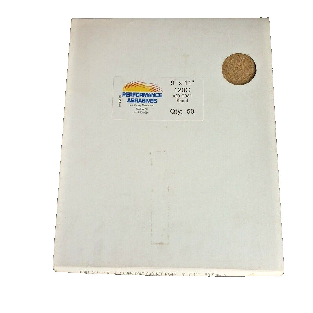 Performance Abrasives 120 Grit ALO Open Cabinet Sand Paper 9×11 Mexico 50 Sheets