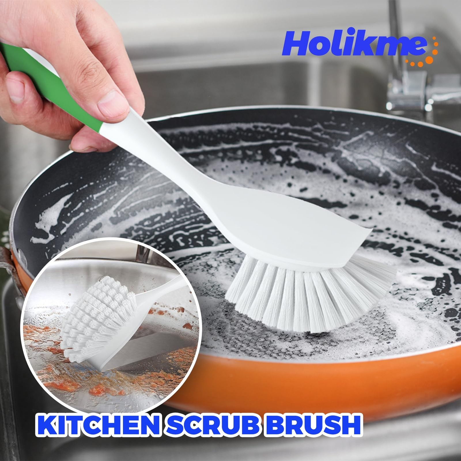 6 Pack Dish Brush with Handle Kitchen Cleaning Brush Set for Pot, Pan, Kitche…