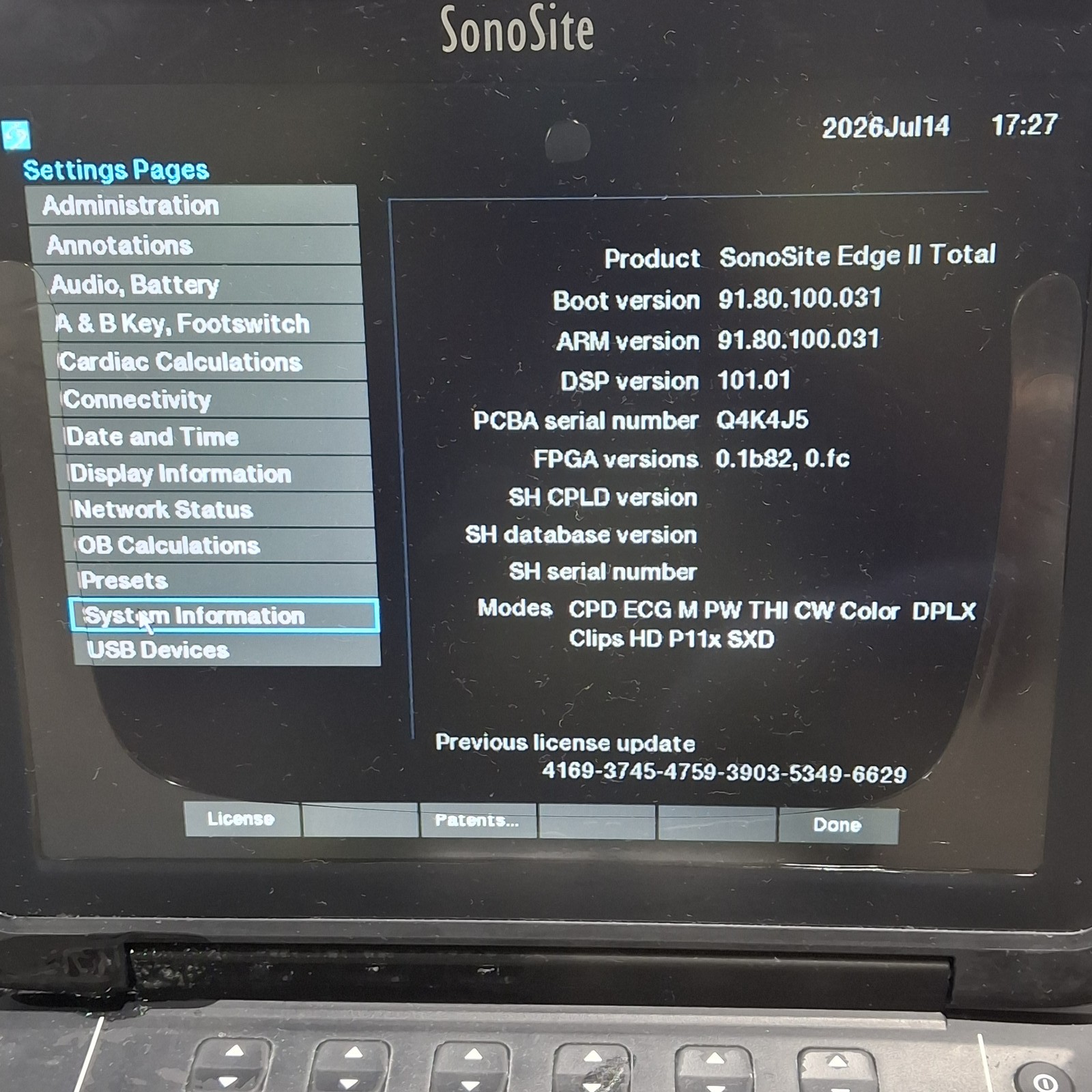 Fujifilm P20680-10 Sonosite Edge II Ultrasound