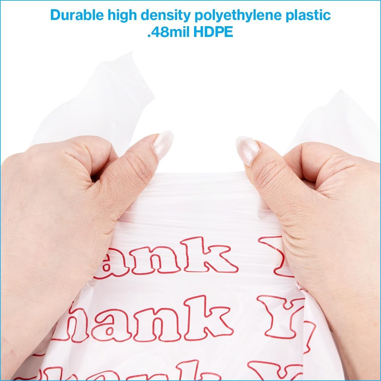 Durable HDPE Thank You Bags 100-count – Standard Size for Convenience & Quality