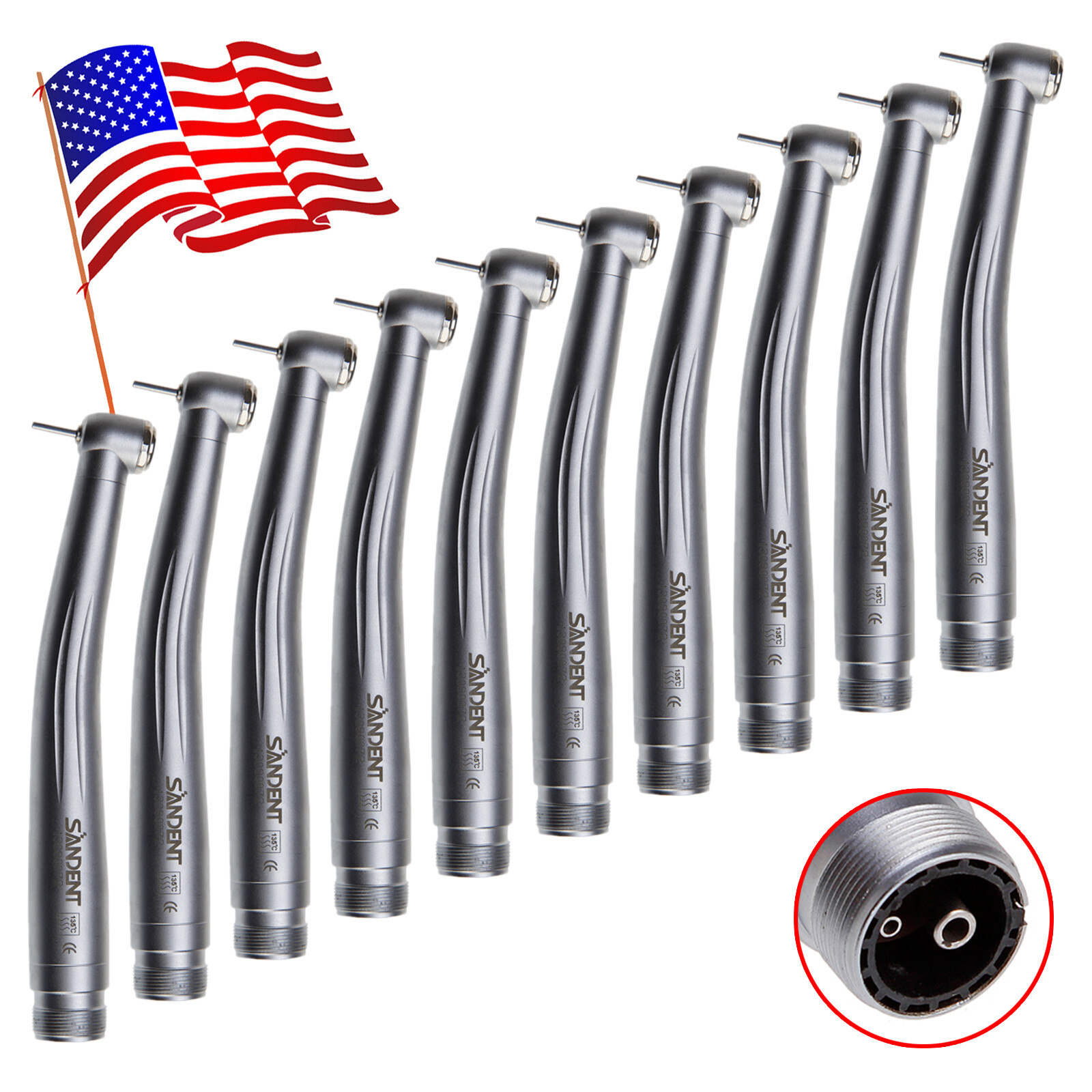 1-10*USA SANDENT NSK Style Dental High Speed Handpiece Turbine 2 Hole Borden