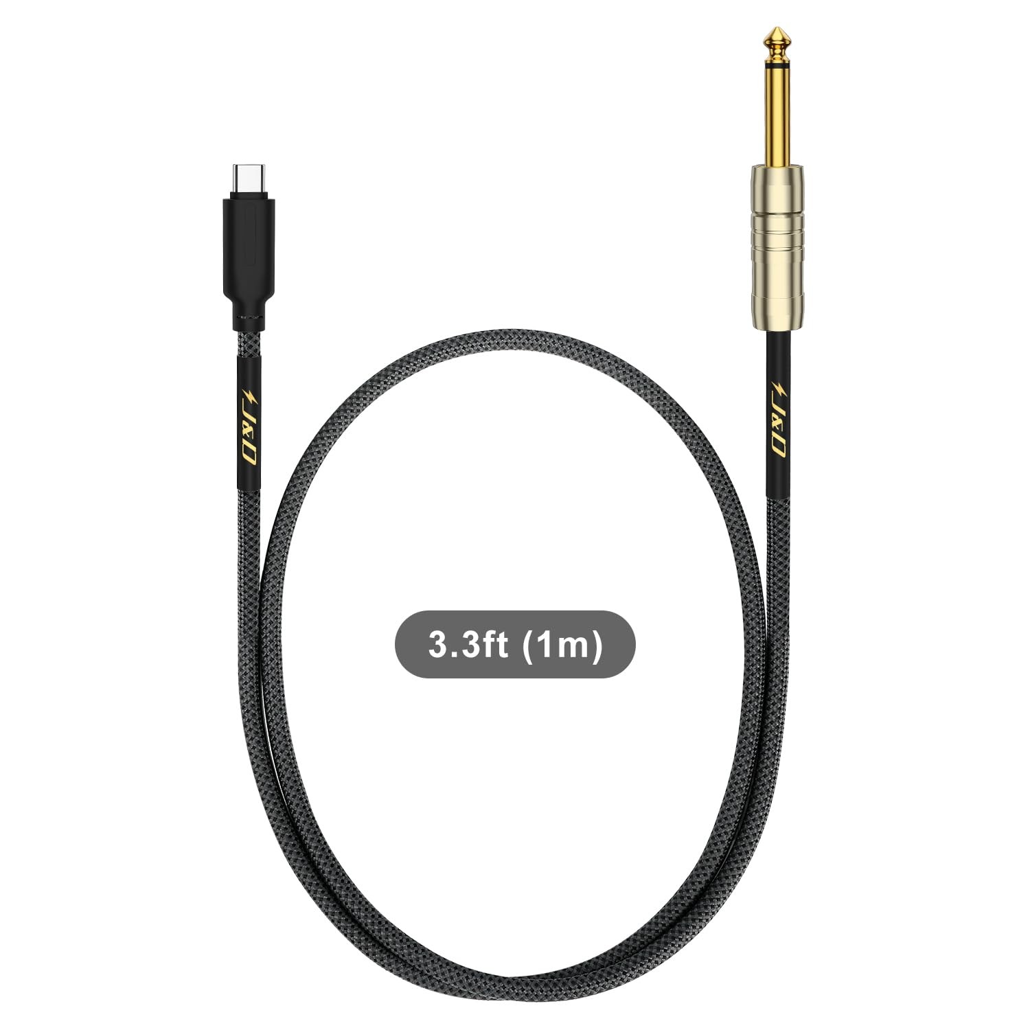 USB C to 6.35 mm 1/4 inch TS Guitar Audio Cable, Audio Recording, Bass, Elect…