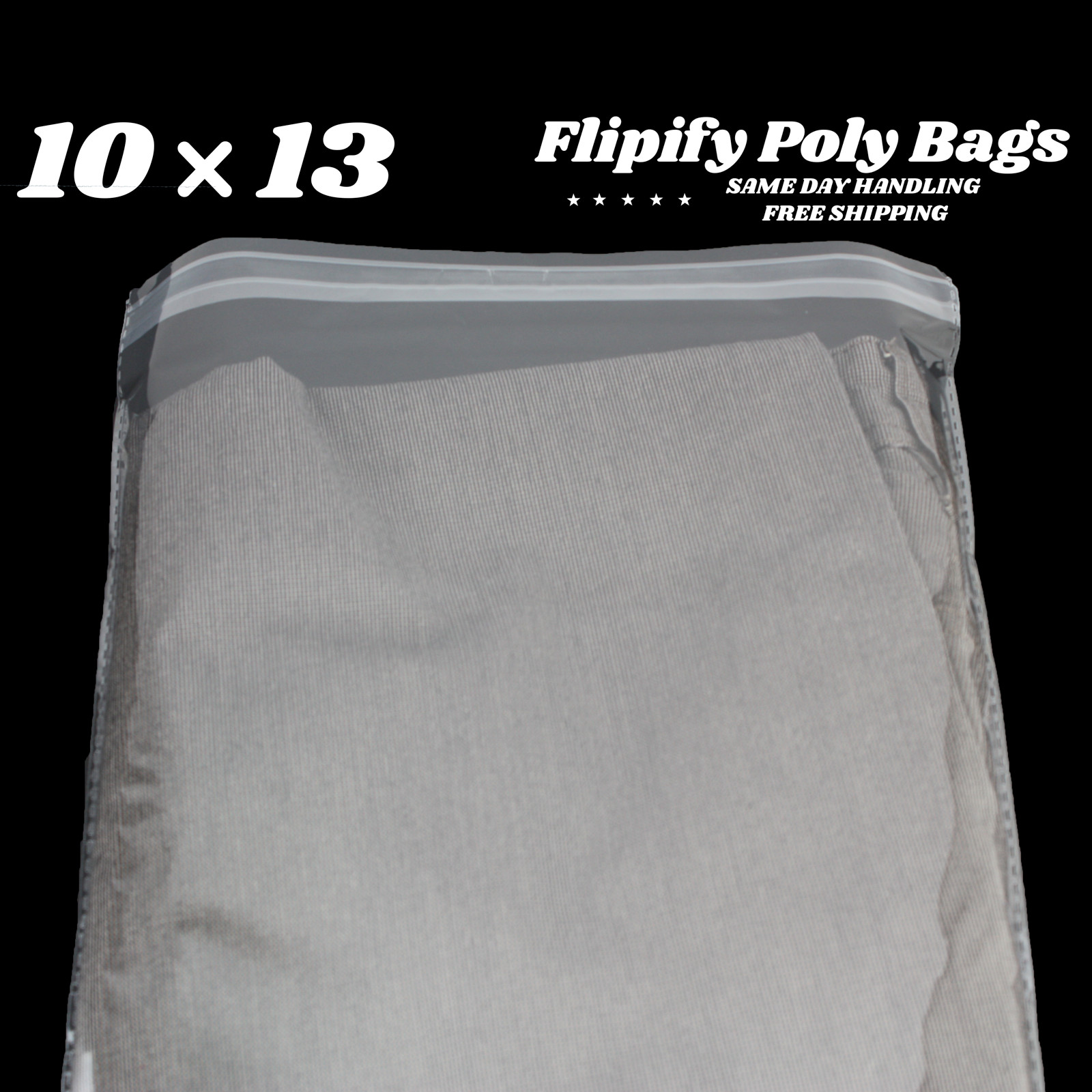 10×13 Clear Resealable T-Shirt/Apparel Self Seal Lip Tape Poly Plastic bags