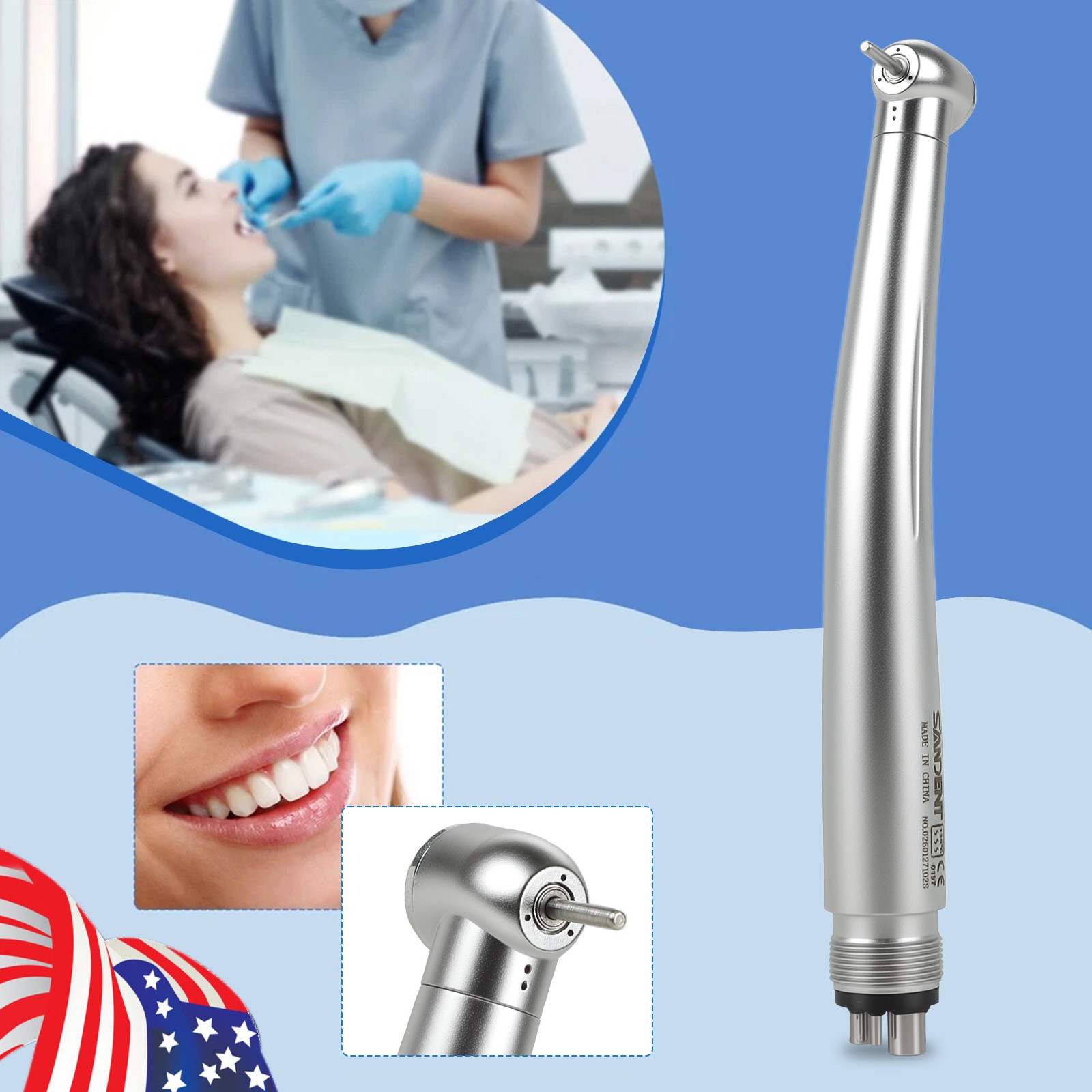 10pcs SANDENT NSK PANA MAX Style Dental High Speed Handpiece Push Button 4 Hole