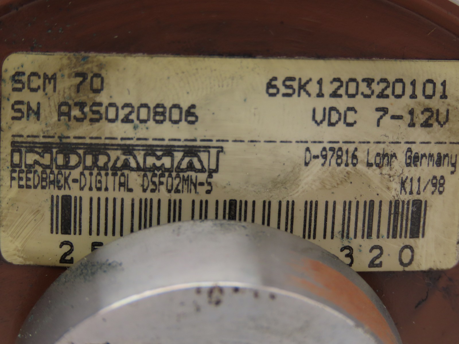 Indramat DSF02MN-S Type 6 Digital Encoder 7-12VDC D-97816 SCM 70 6SK120320101