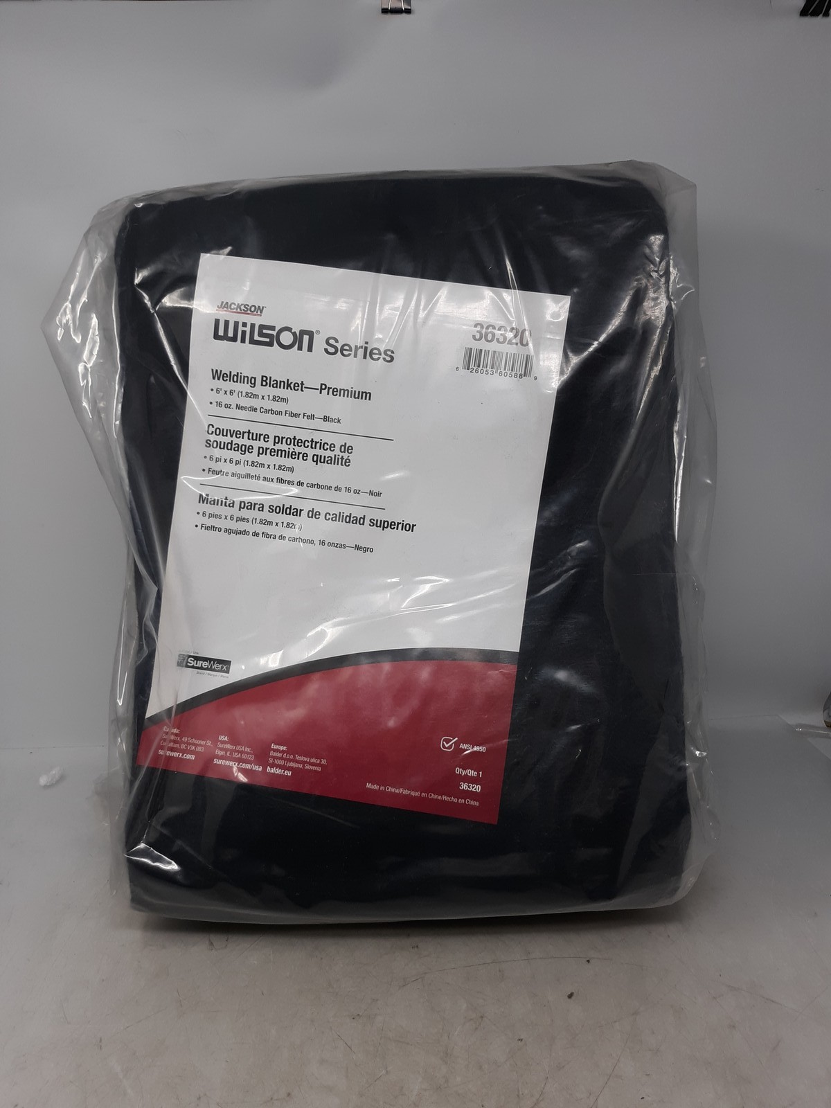 Jackson Safety Wilson Series 36320 Welding Blanket 6’x6′ 16oz Black