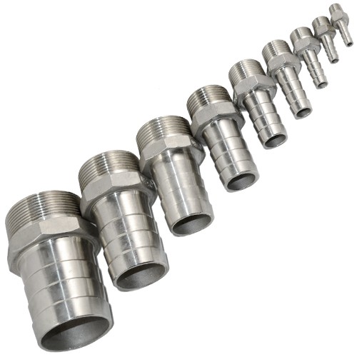 Threaded Pipe Fitting to Barb Hose Tail End Connector Stainless Steel NPT SS 304