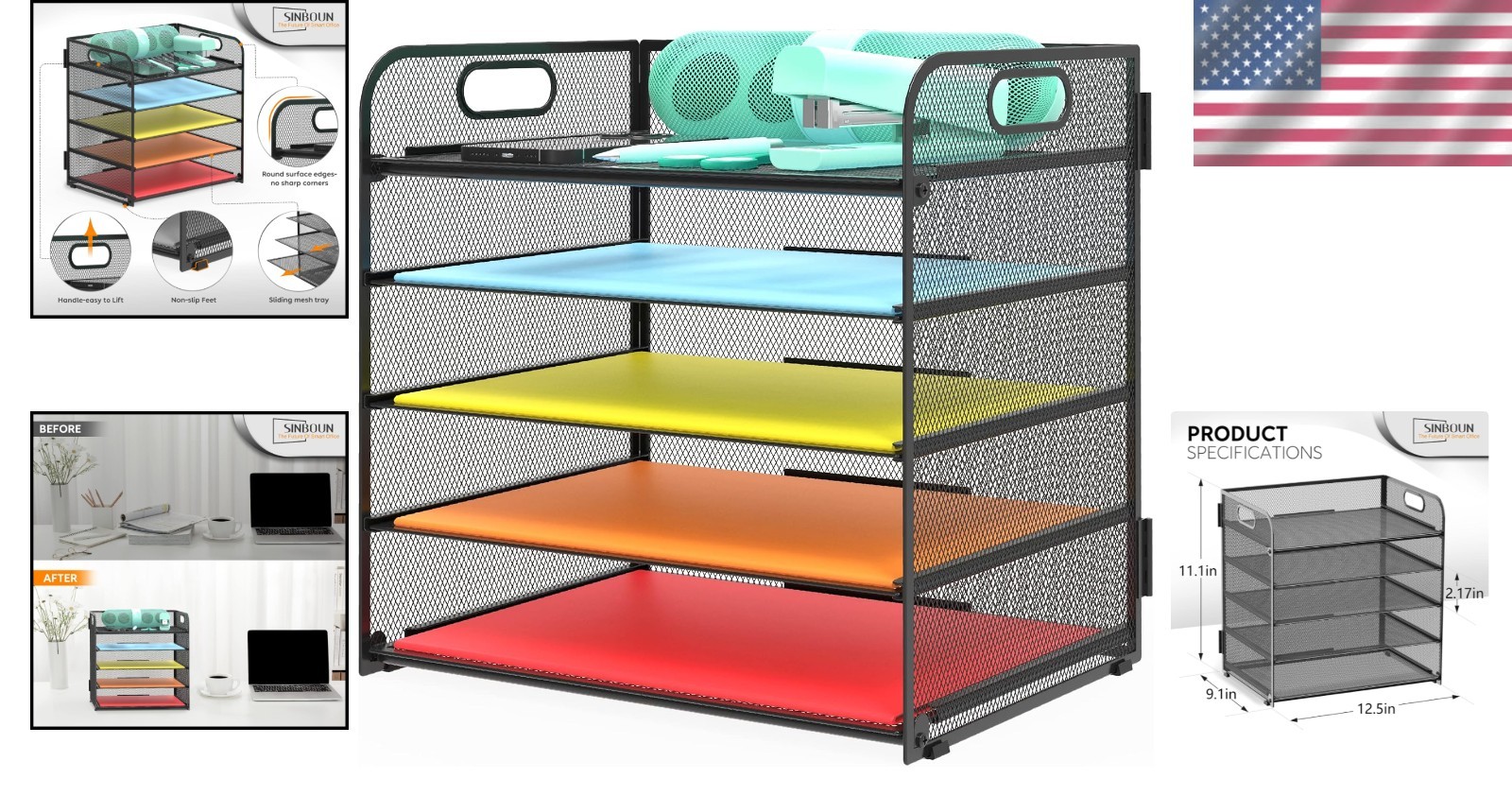 Efficient 5-Tier Paper Organizer – Lightweight Metal Holder for Easy Access