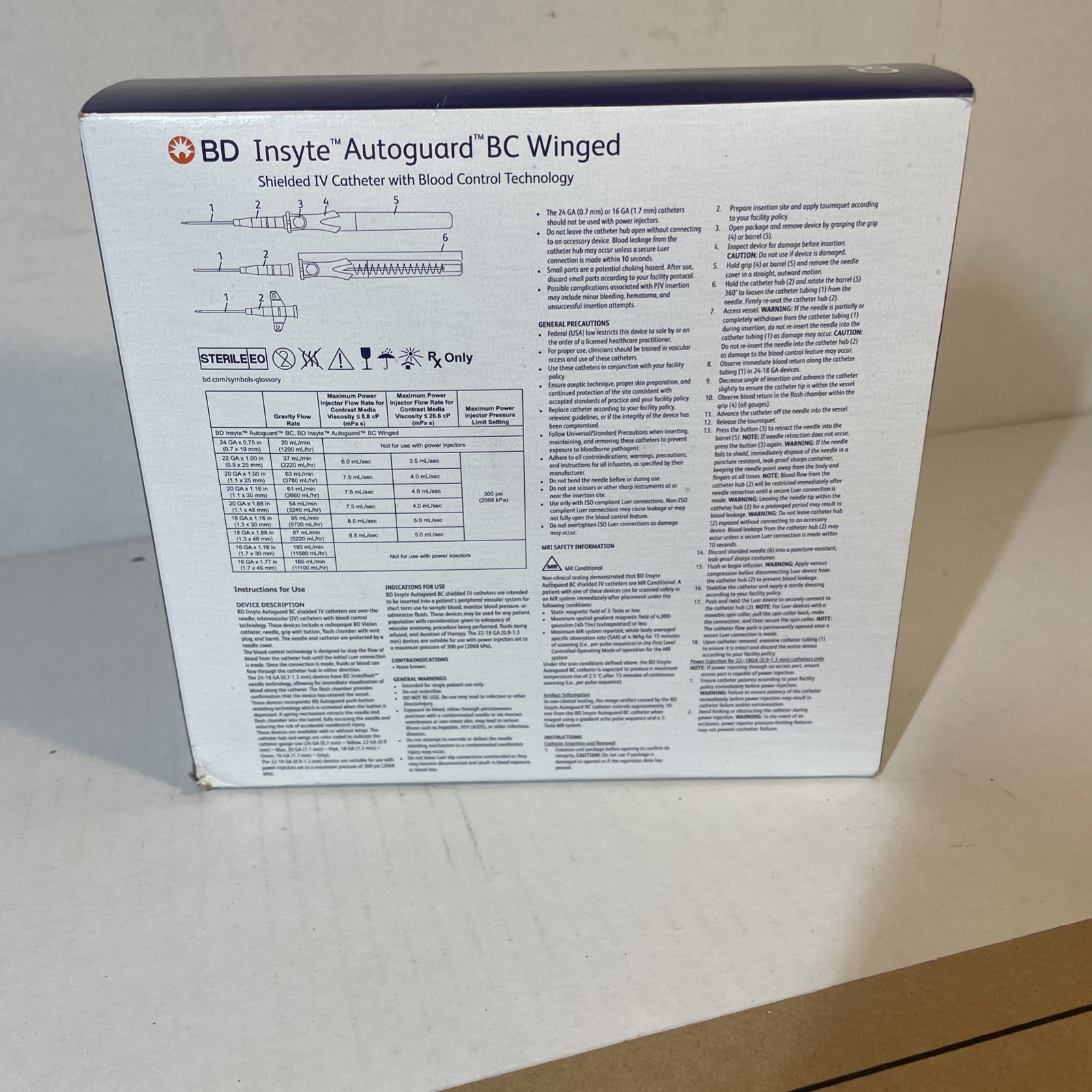 BD Insyte BC Vialon REF 382512 24GA x 0.75in 20mL/min Box of 50