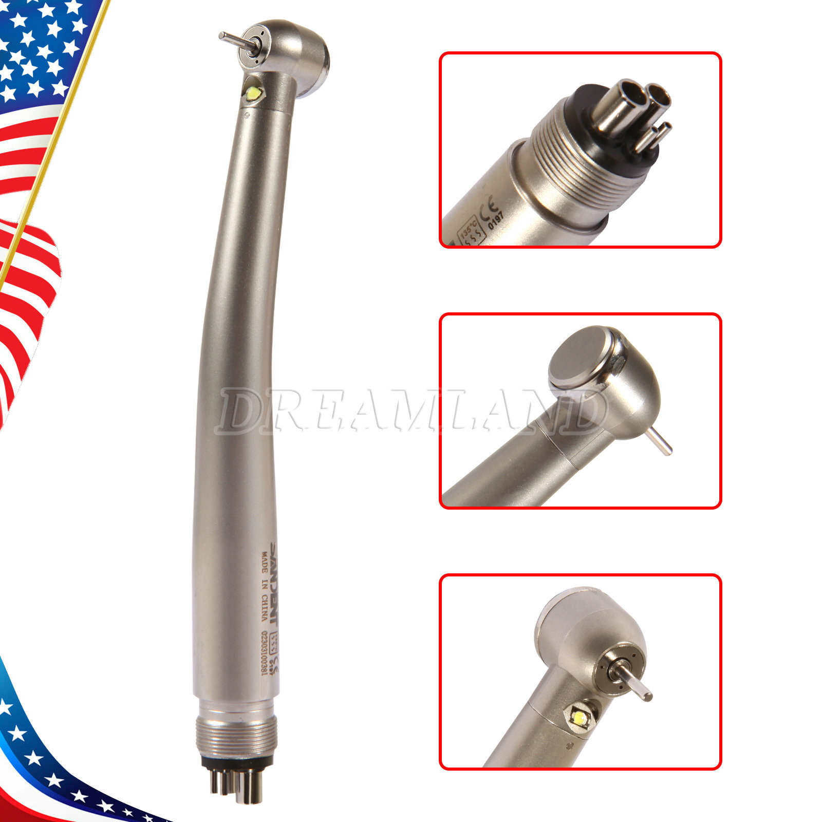 Dental Fiber Optic E-generator LED High Speed Handpiece Turbine 4 HOLE