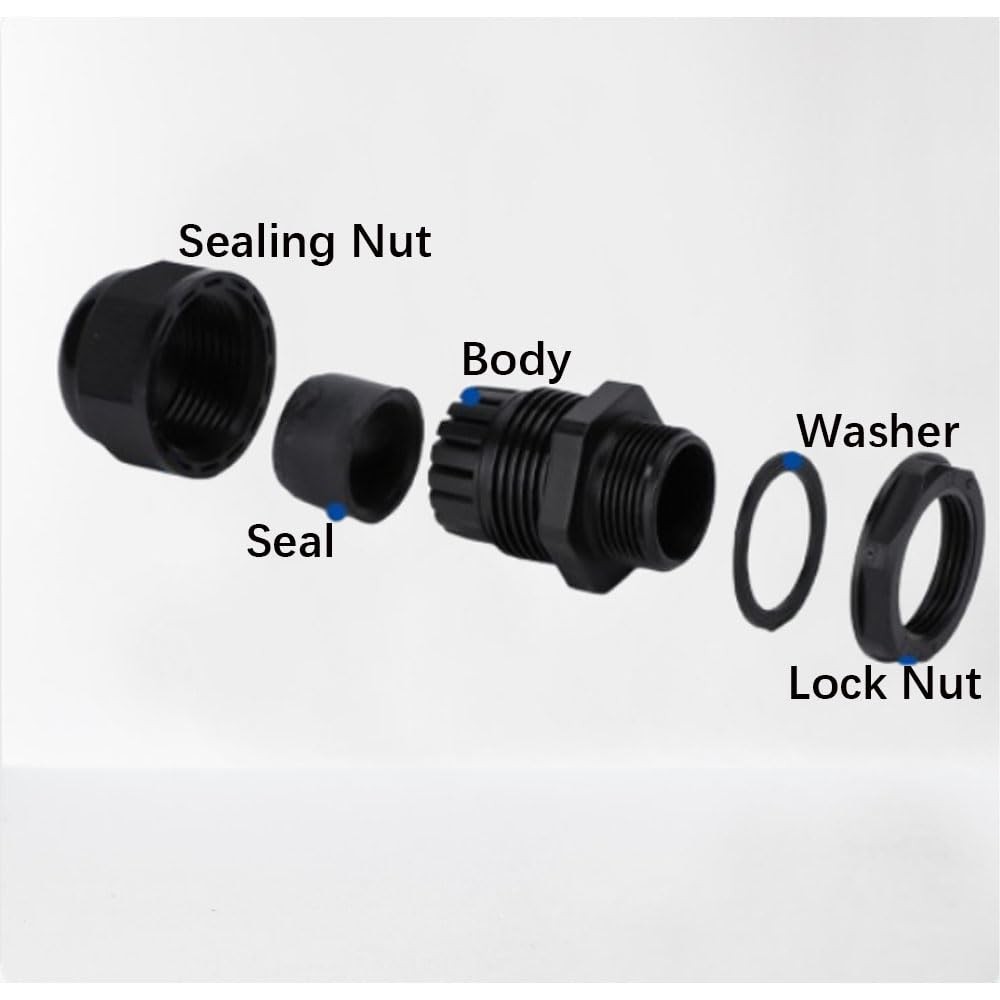 10 Pack 1/2″ NPT Cable Gland Waterproof IP68 Nylon Cable Pass Through Cord Grip