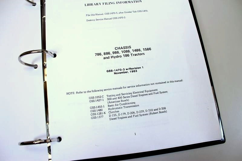 International 986 1086 1486 1586 Tractor Service Manual Workshop Repair Book IH