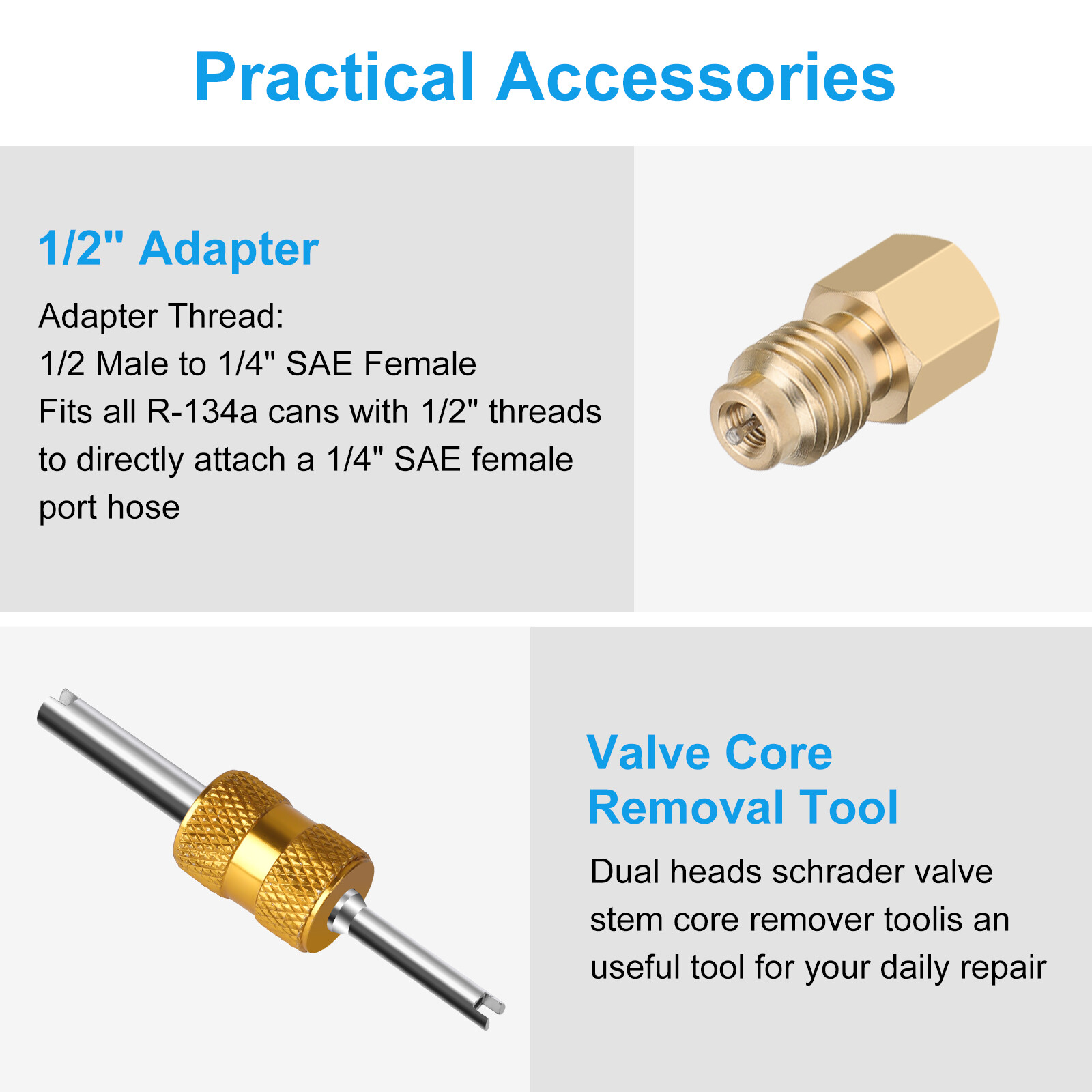 Car A/C R1234YF Quick Coupler Adapter Set with Self-Sealing & Puncture Can Tap