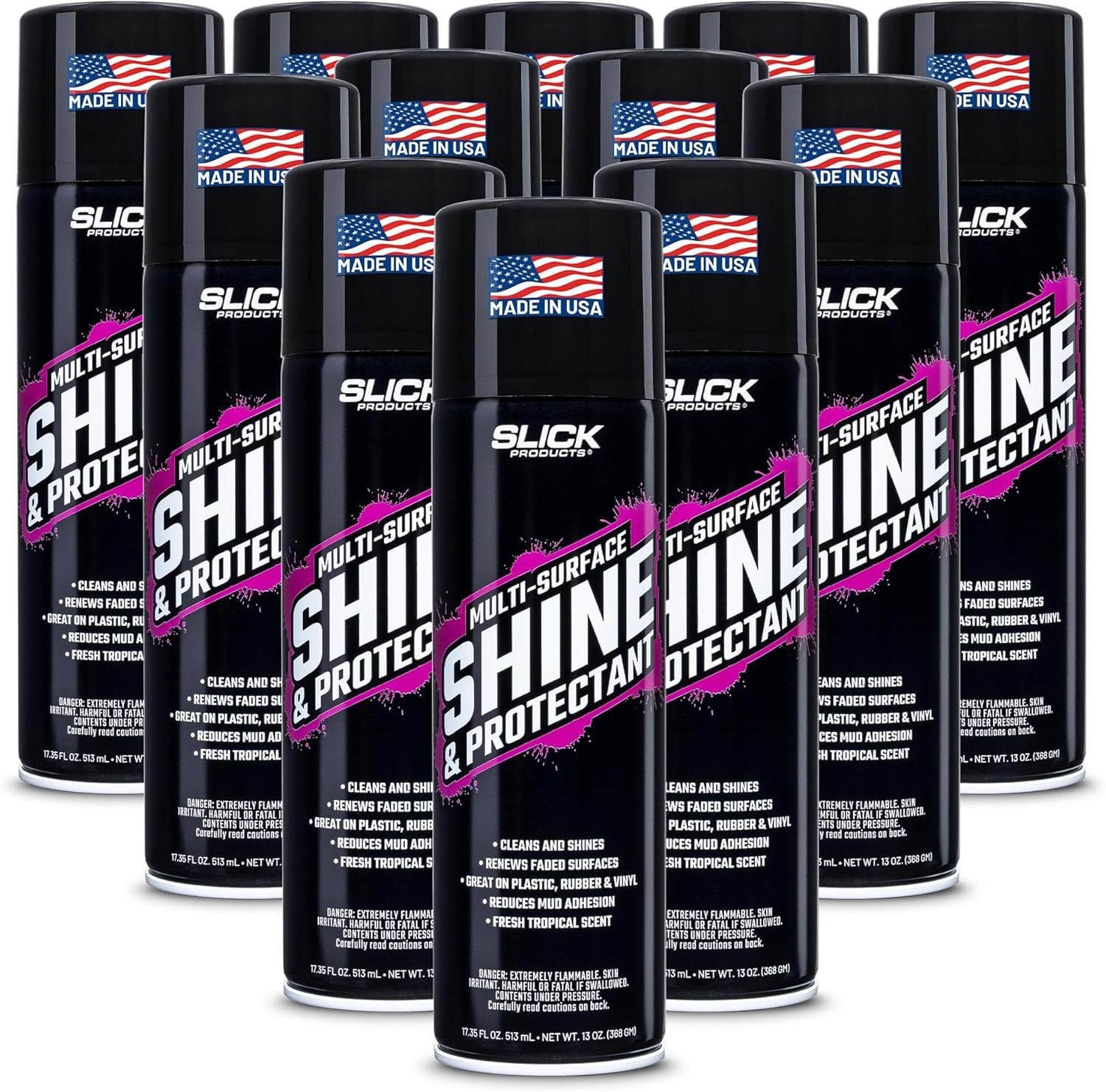 Slick Products 12 Pack Multi-Surface Shine & Protectant High Gloss Clear Spray