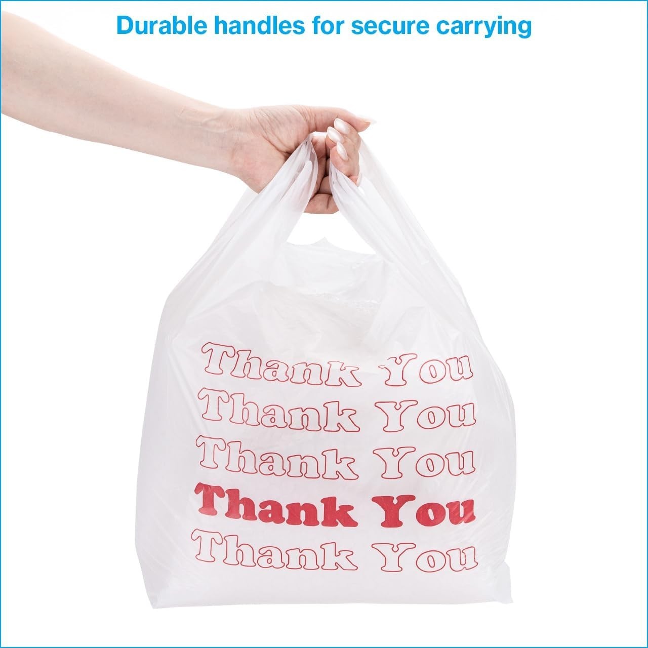 Durable HDPE Thank You Bags 100-count – Standard Size for Convenience & Quality