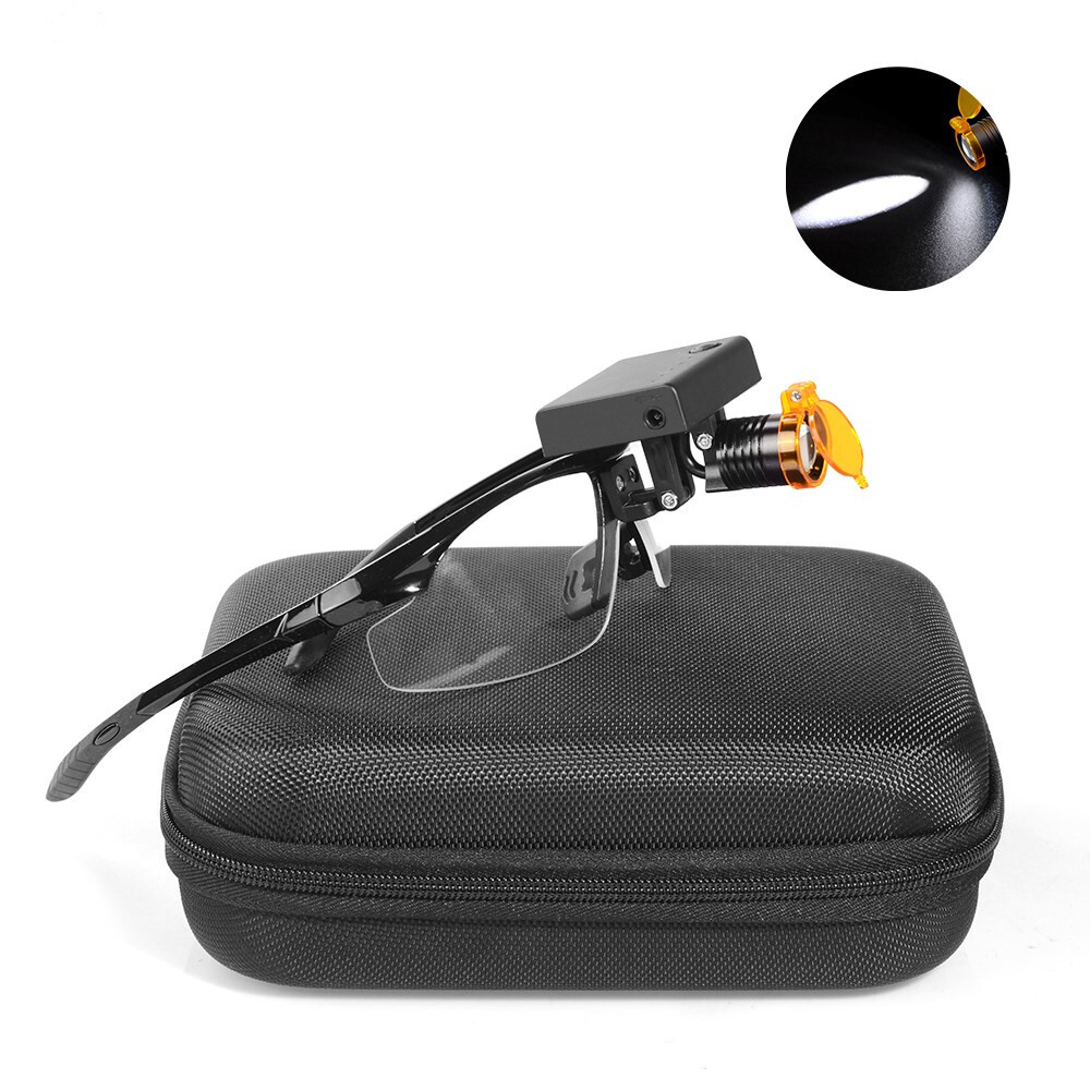 Dental Medical 3W LED Wireless Head Light with Filter & Glasses 2 in 1 Black USA