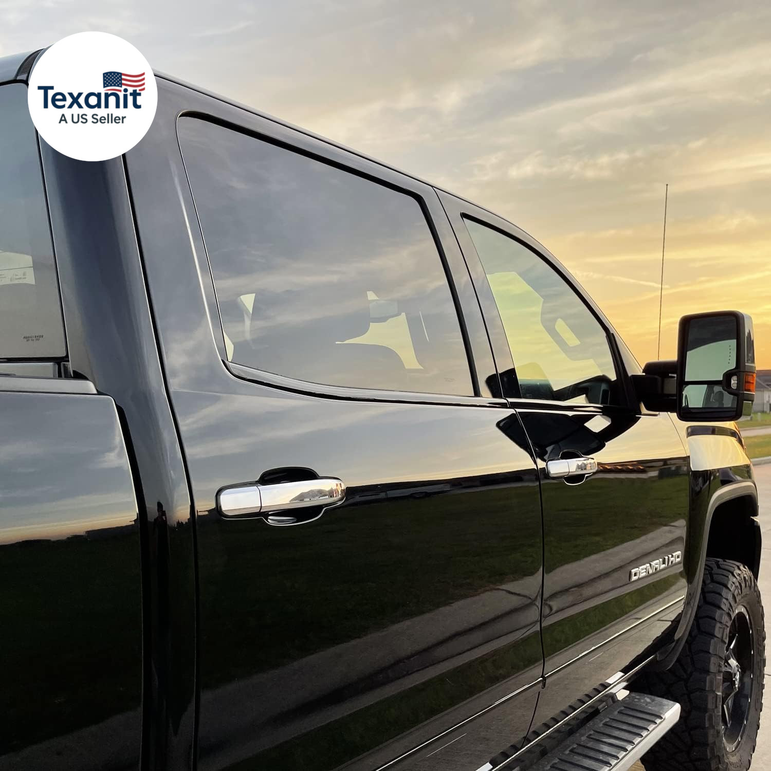 Chrome Delete Blackout Vinyl Overlay for 2014-2019 GMC Sierra 1500 2500 3500 Win