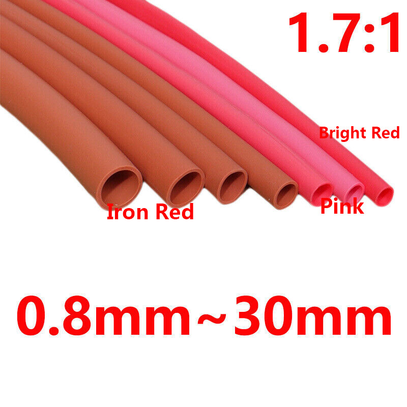 1.7:1 0.8~30mm Flexible Soft Silicone HeatShrink Shrinkable Tube 200°C HIGH TEMP