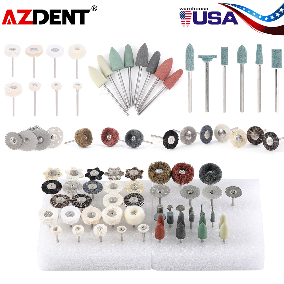 51pcs Dental Lab Polishing Burs Kit HP 2.35mm for Composite Ceramic Polishing US