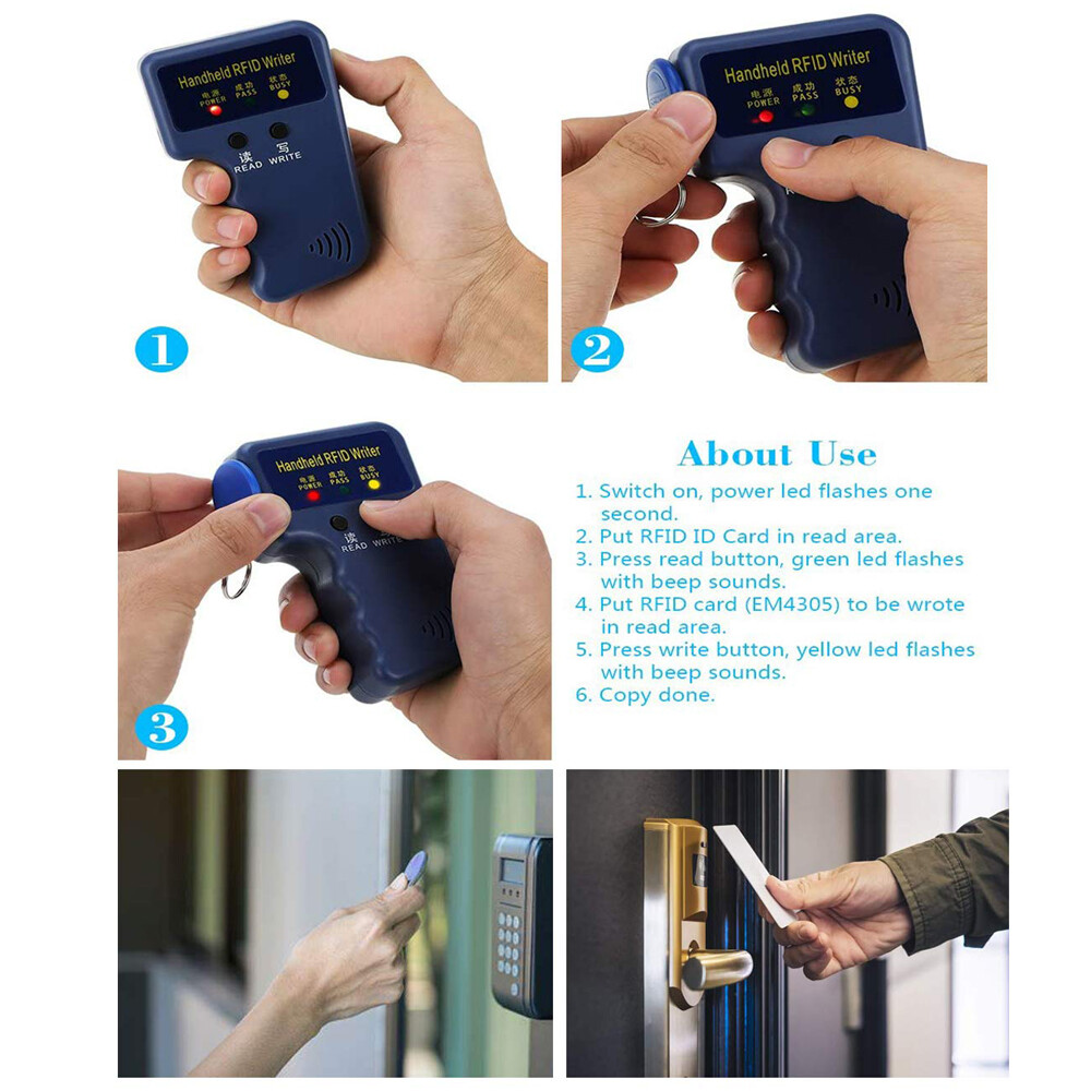 Handheld RFID Card Copier ID Key Reader Writer 125KHZ Duplicator Cloner 5 Tags