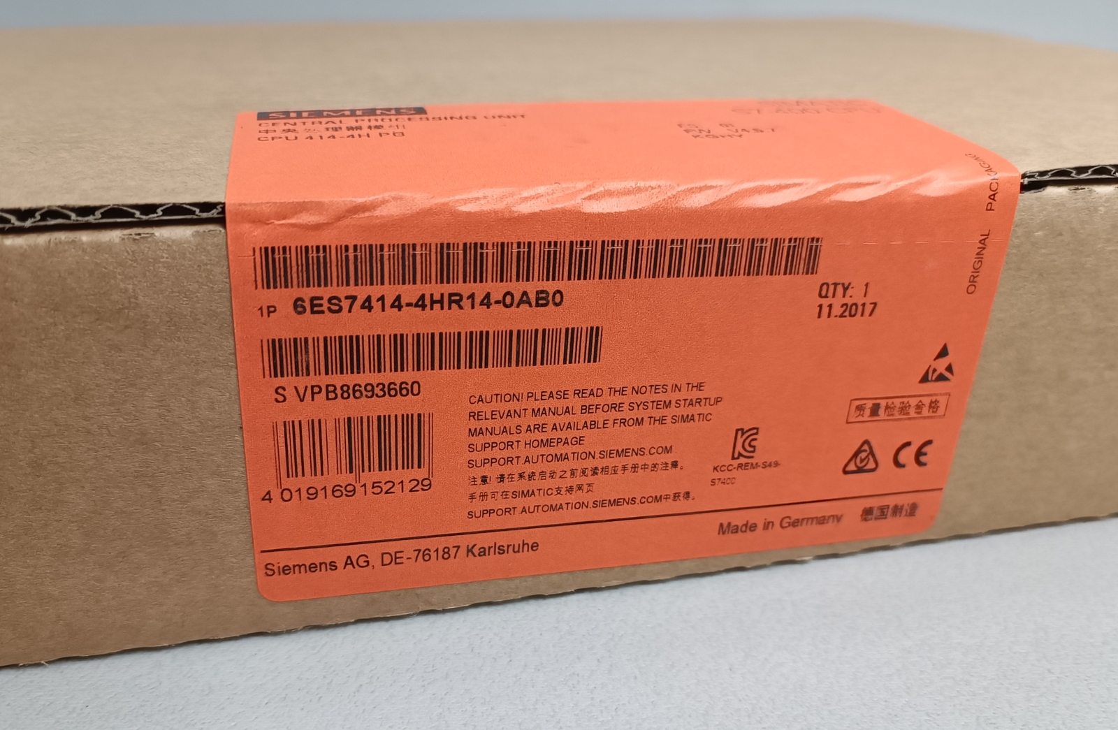 Siemens 6ES7 414-4HR14-0AB0 / 6ES7414-4HR14-0AB0 Seal Orange – Sealed