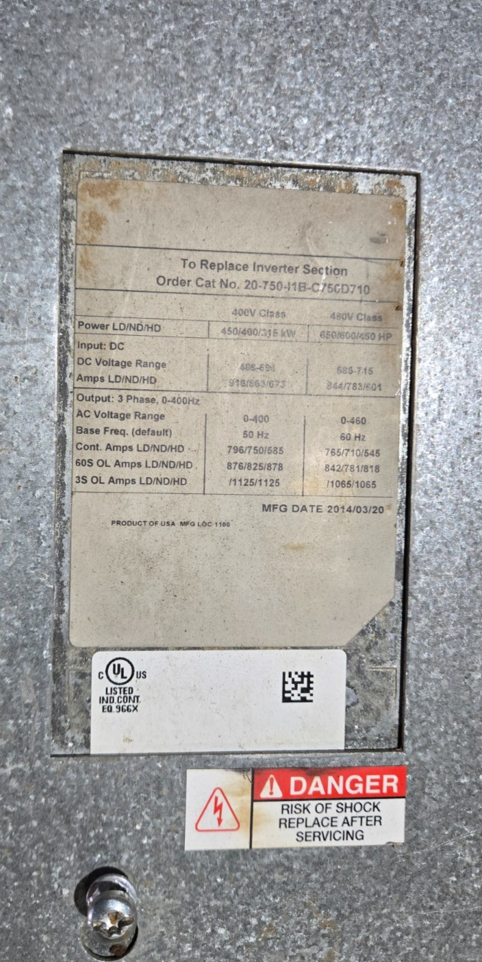 Allen-Bradley Rockwell Automation 20-750-I1B-C750D710 PF750 Inverter 750A/400V