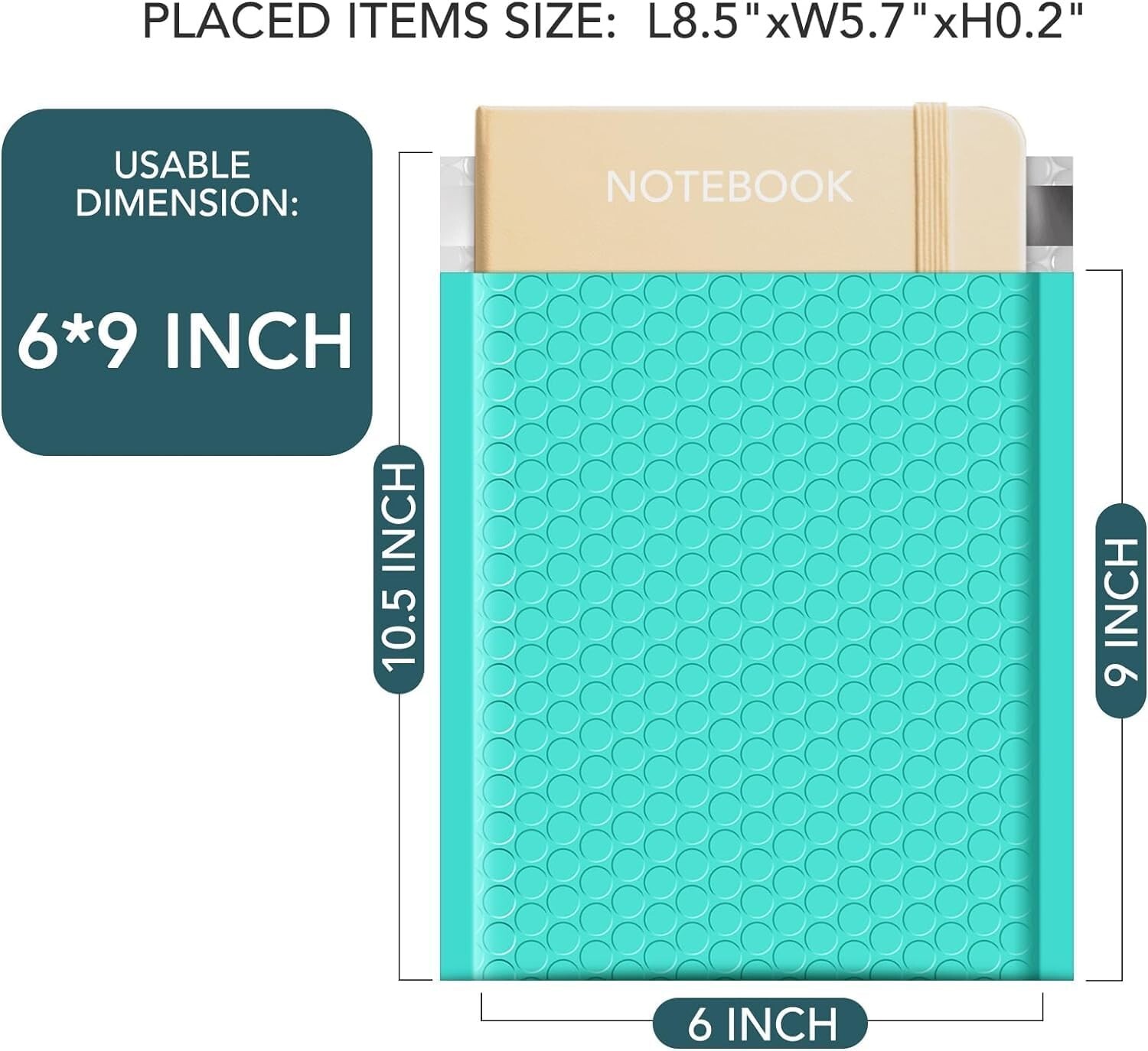 Jiaro Pack Poly Bubble Mailer Padded Envelope Mailing Bags 6×10″ 600Pcs Teal
