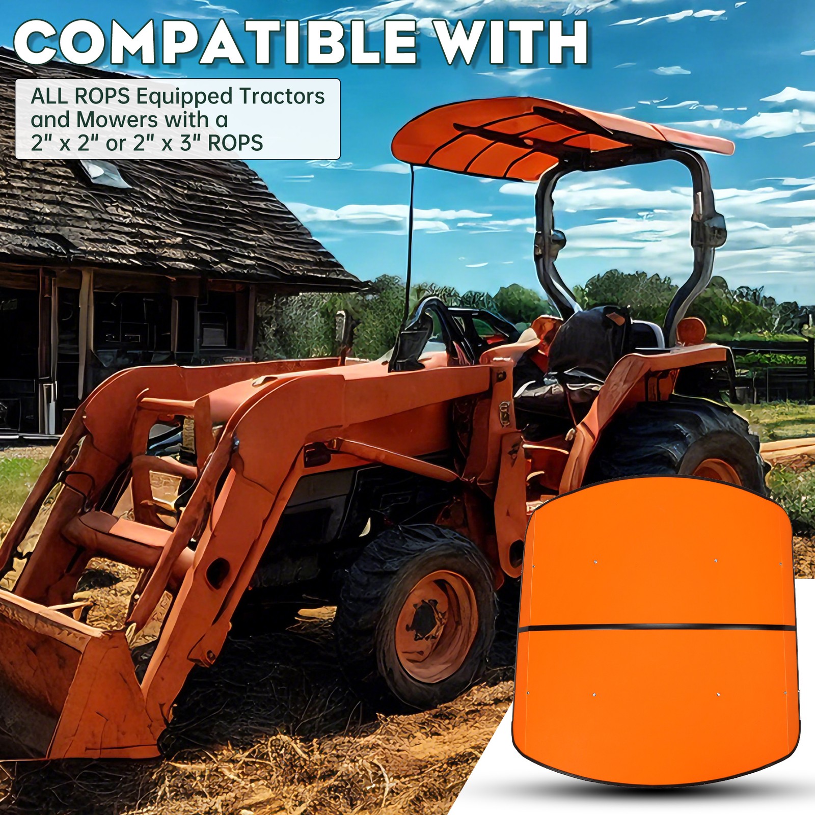 For Kubota, Kioti, Agco Tuff Top Tractor Canopy 48-3/8″ X 48-3/8″ -Orange