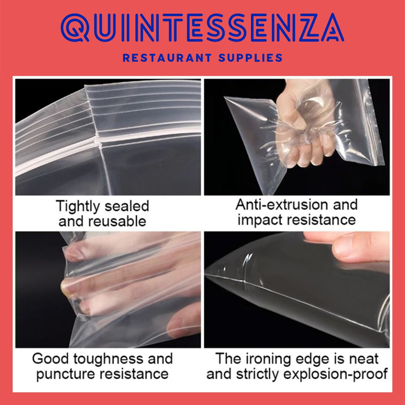 16” x 16” = 6 Mil Thick Clear Zipper Reclosable Poly Bags by Quintessenza