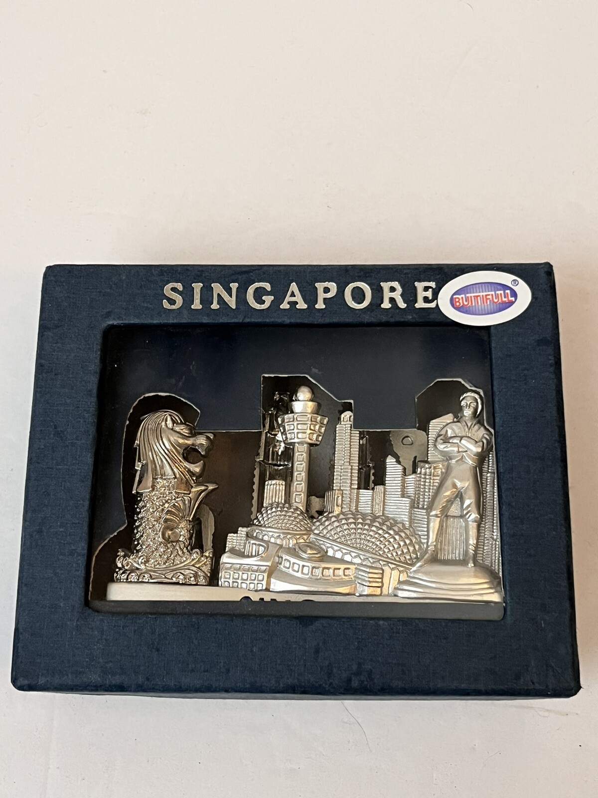 Singapore Kuala Lumpur Malaysia Business Card Holder Silver Tone New