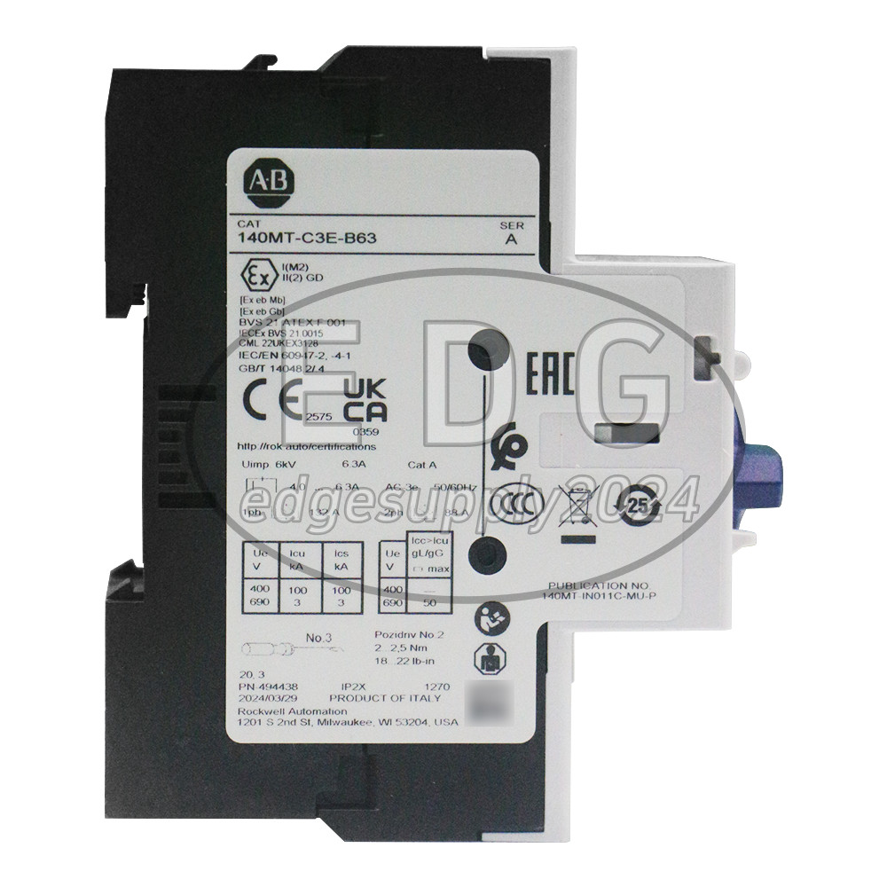 Allen Bradley 140MT-C3E-B63 C Frame, 4 – 6.3A,Motor Protection Circuit Breaker