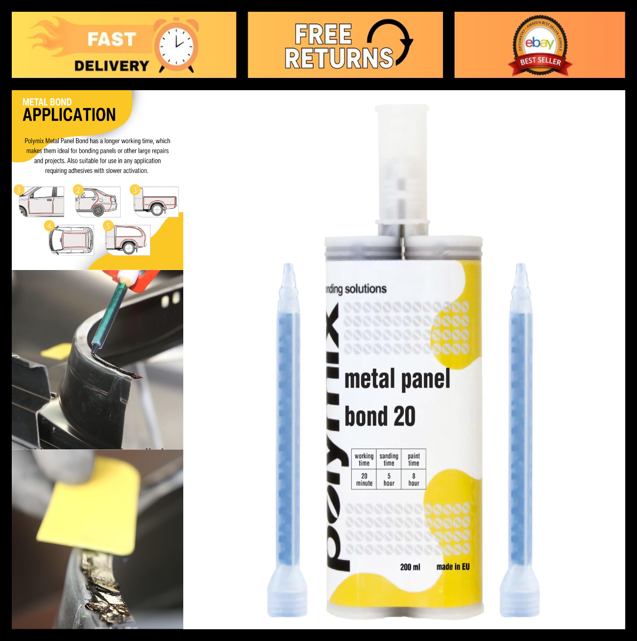 20ml Panel Bond Adhesive with 2 Mixing Nozzles – Strong, Fast-Drying, Versatile