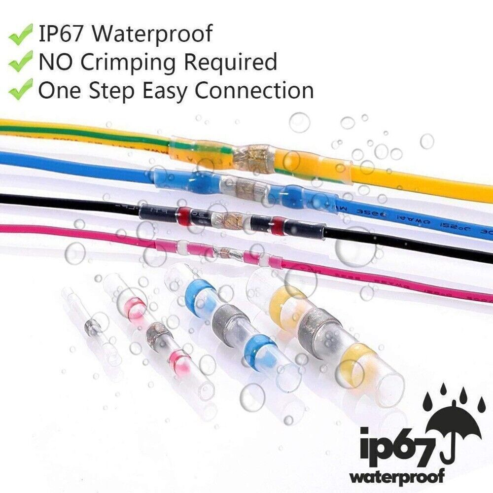 1000-50 Seal Solder Sleeve Heat Shrink Waterproof Butt Wire Connectors Terminals