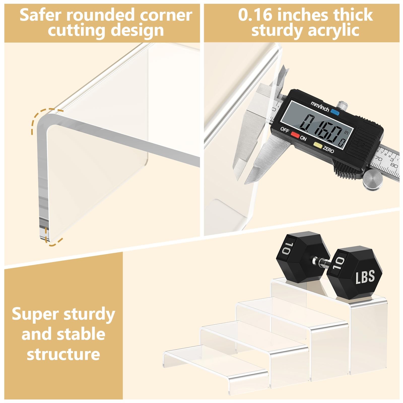 HeavyDuty Acrylic Display Risers 7 Inch 8 Inch Clear 6 Pcs for Collection