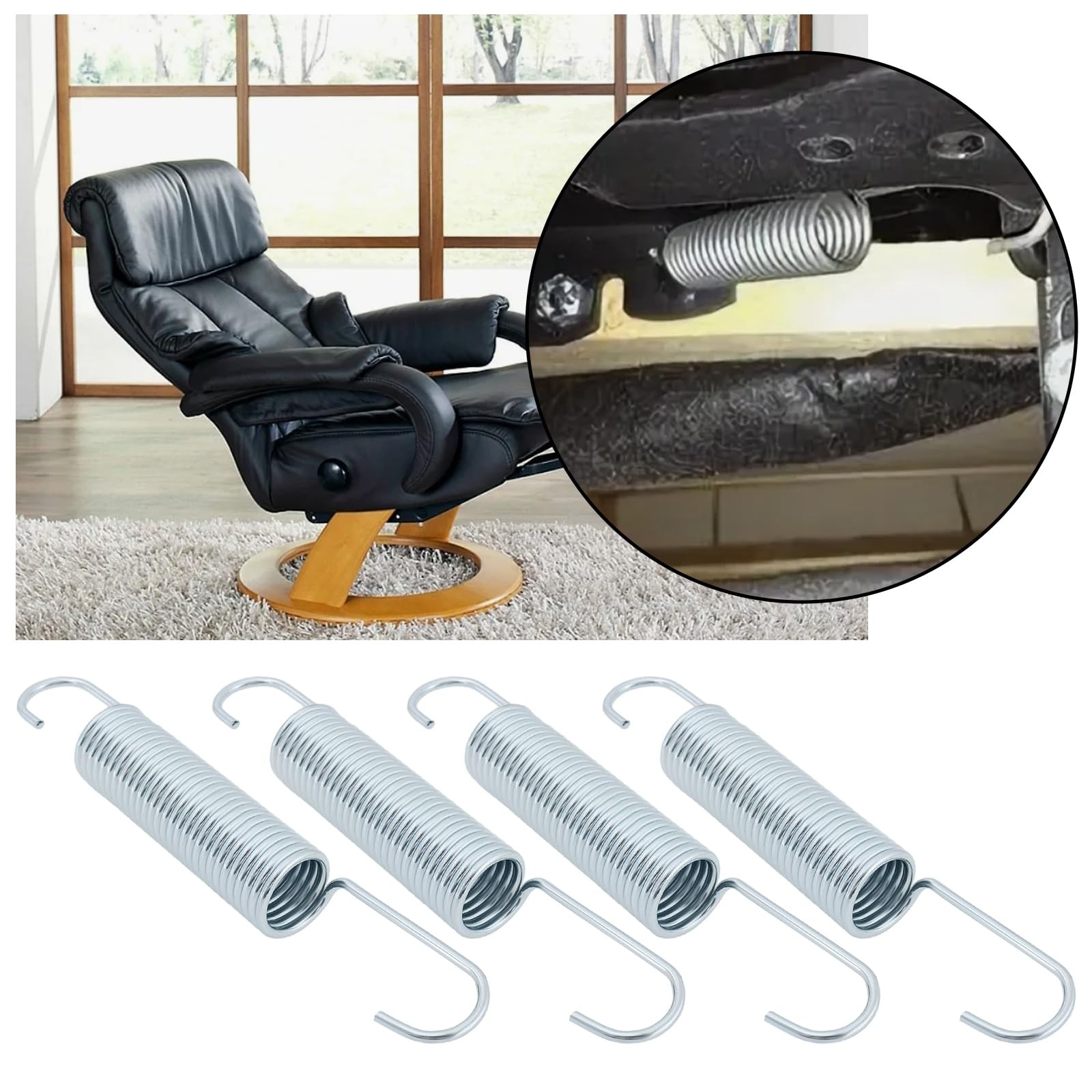 4 PCS 125x18x2mm Recliner Springs Galvanized Steel Dual Hook Tension Springs