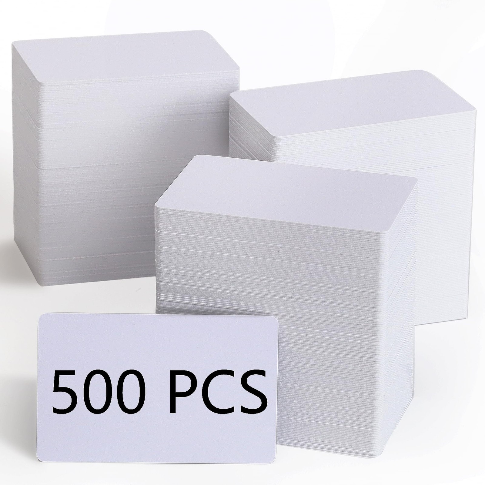 500 Pack Blank White PVC ID Cards – CR80 30 Mil Plastic Cards for Photo ID Badge