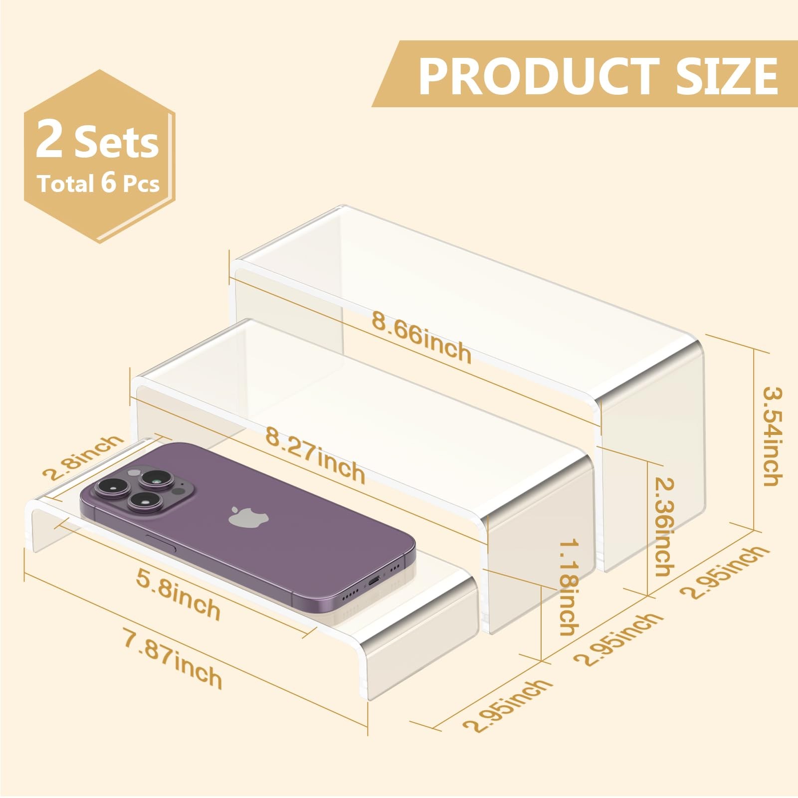 HeavyDuty Acrylic Display Risers 7 Inch 8 Inch Clear 6 Pcs for Collection