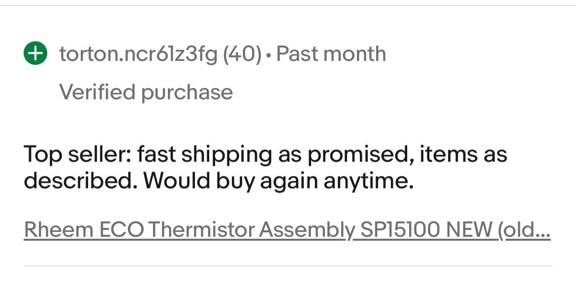 Rheem ECO Thermistor Assembly SP15100 NEW (old stock) Qty-1 Free Same Day Ship!