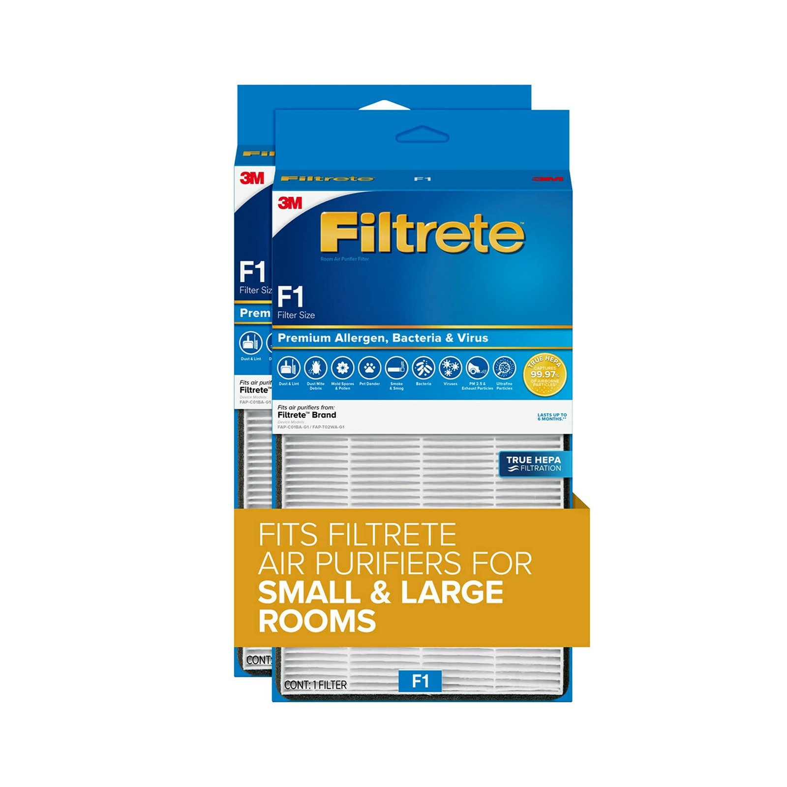 Filtrete F1 Room Air Purifier Filter, True HEPA Premium Allergen, Bacteria, &…