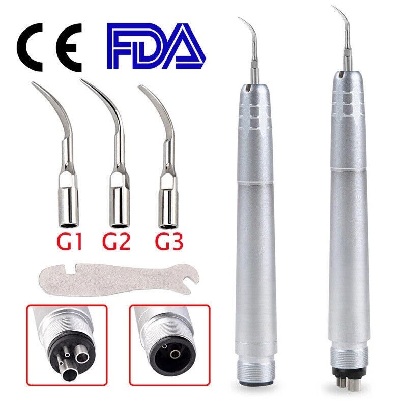 USA Dental Ultrasonic Air Perio Scaler Handpiece Hygienist 2 & 4-Holes 3 Tips CE