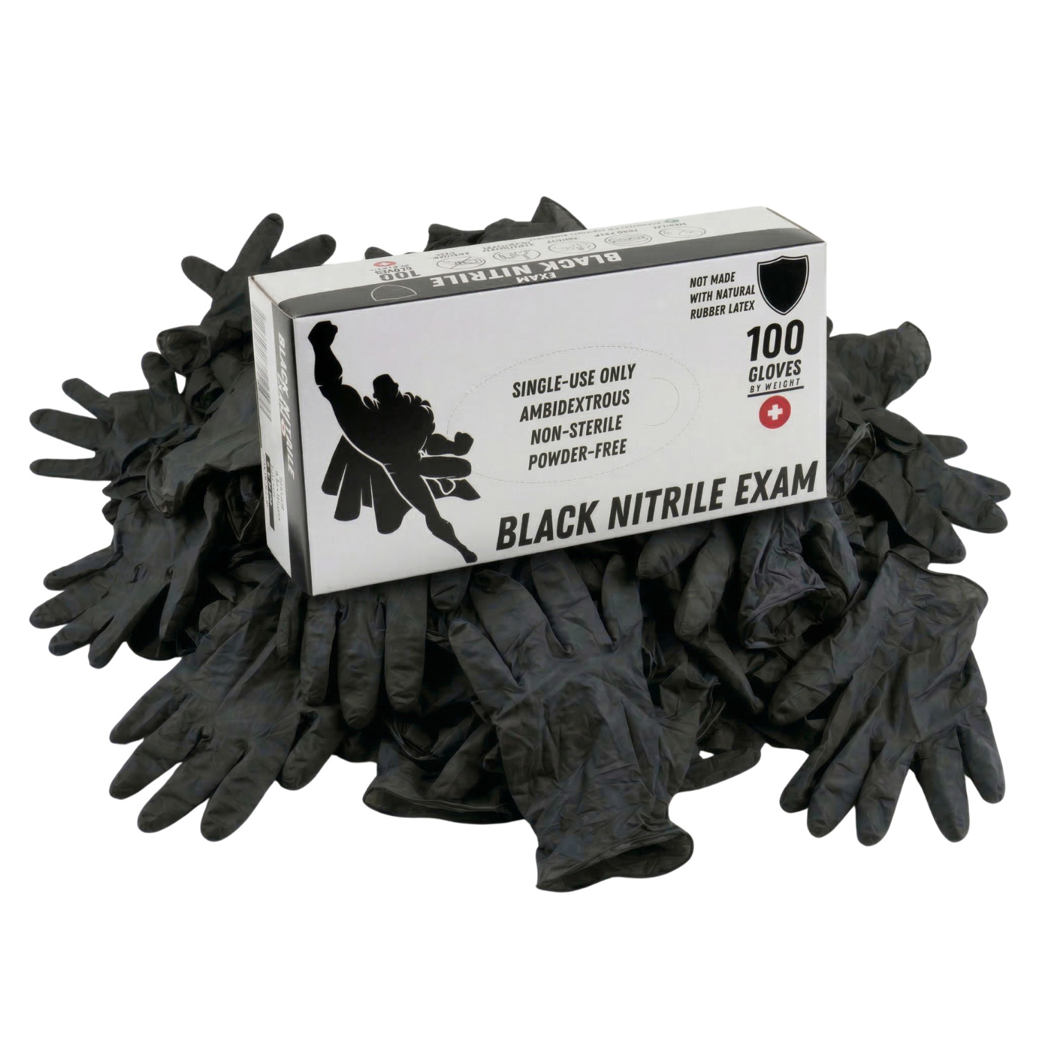 1000 Pieces, Black Nitrile Exam Powder-Free Disposable Gloves X-Large 6 MIL