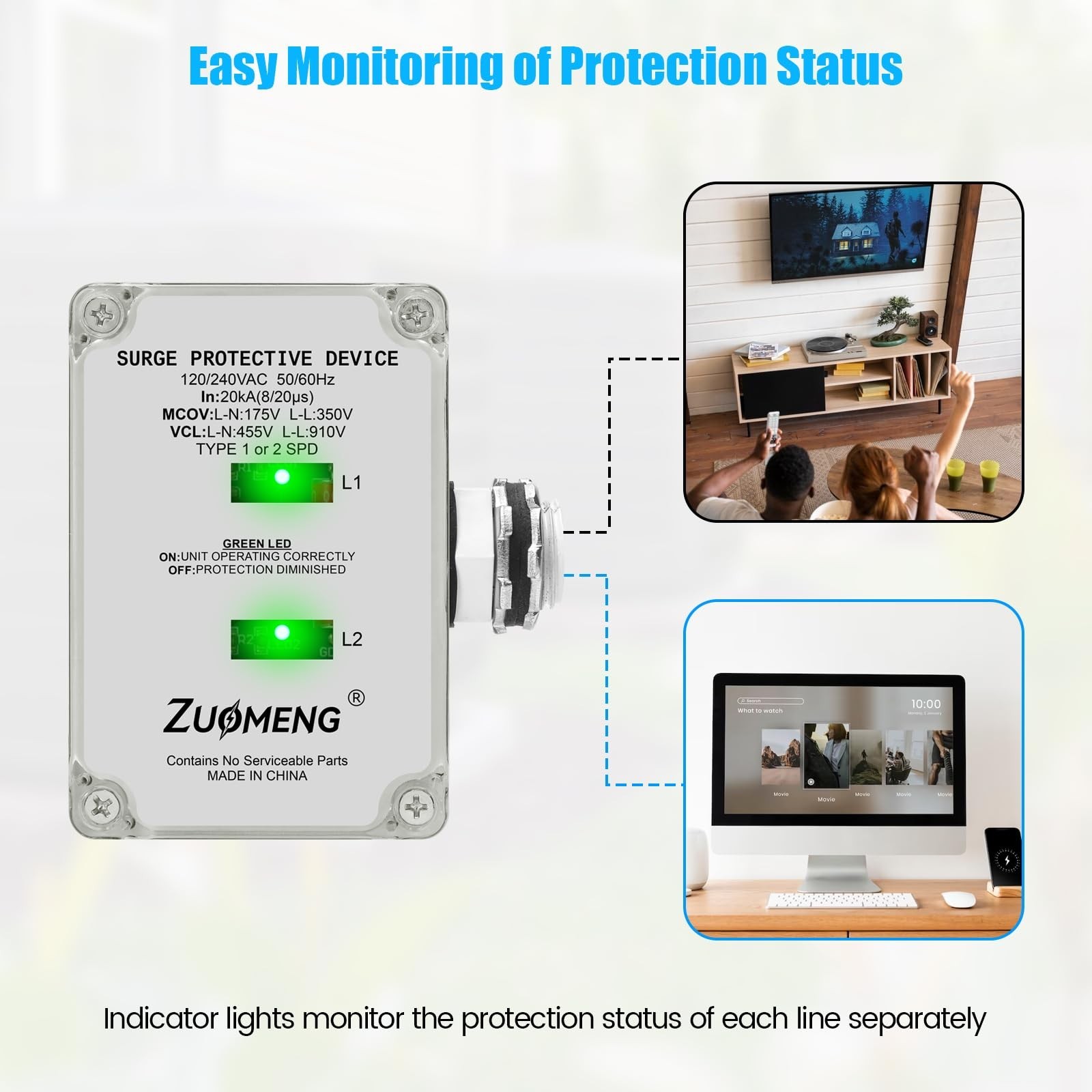 HVAC Surge Protector, Zuomeng 120/240VAC Universal Air Conditioner Surge Prot…
