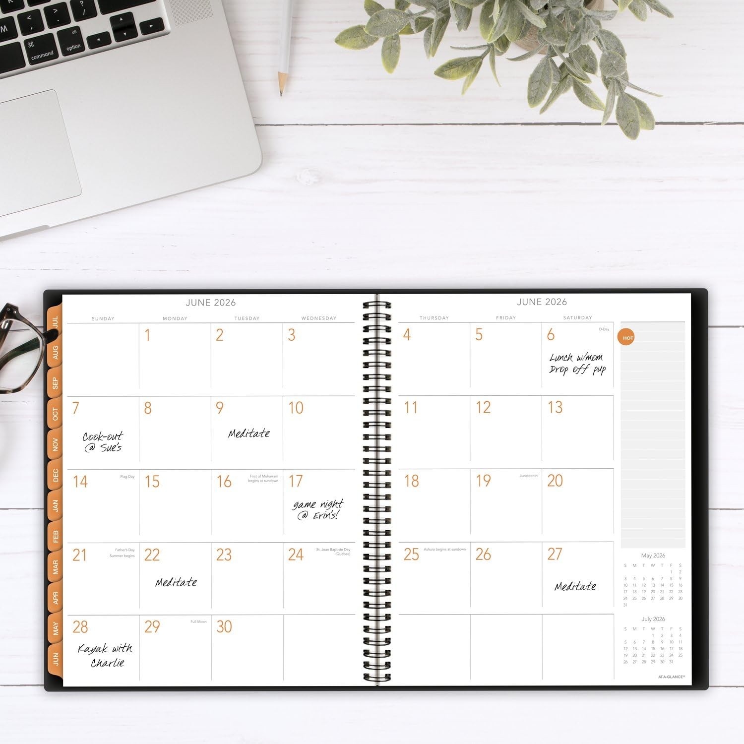 AT A GLANCE Academic Planner 2025-2026 Spiral Bound Weekly Monthly Organizer …