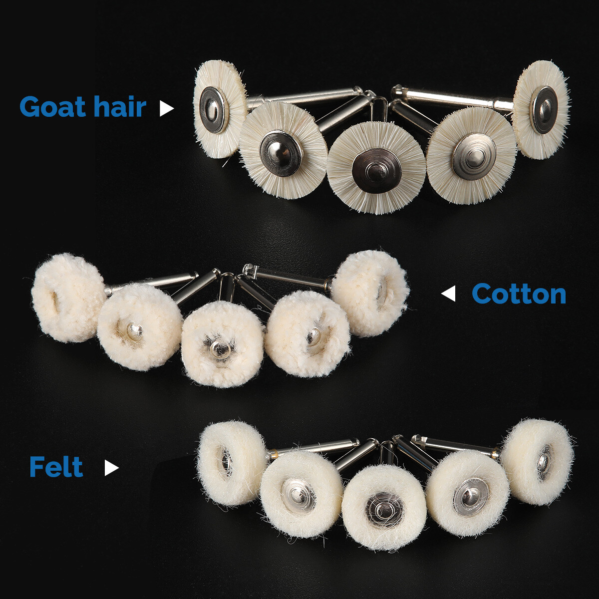 AZDENT Dental RA Goat Hair Polishing Brush Buffing Wheel 2.35mm For Rotary Tools
