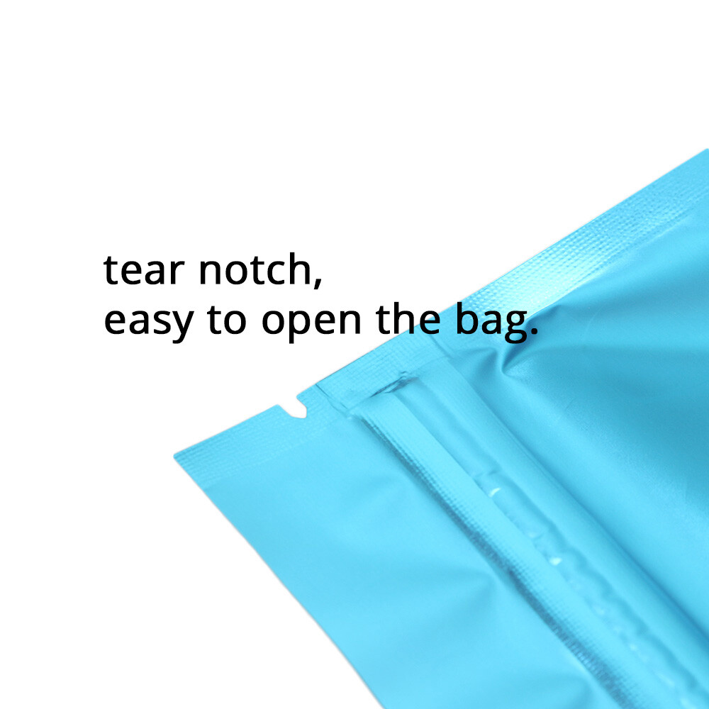 5x7in Matte Clear Front Blue Back Mylar Stand up Zip Lock Pouch Bag w/ Machine