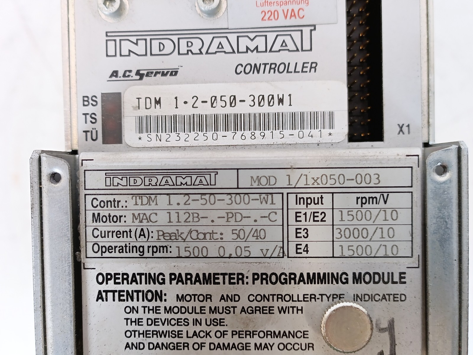 Indramat TDM1.2-050-300W1/220 AC Servo Controller