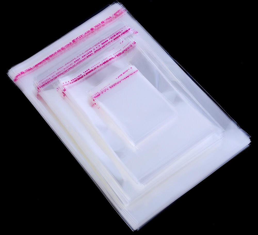 100 pcs Resealable Poly Bags Transparent OPP Bag Plastic Bags Self Adhesive Seal