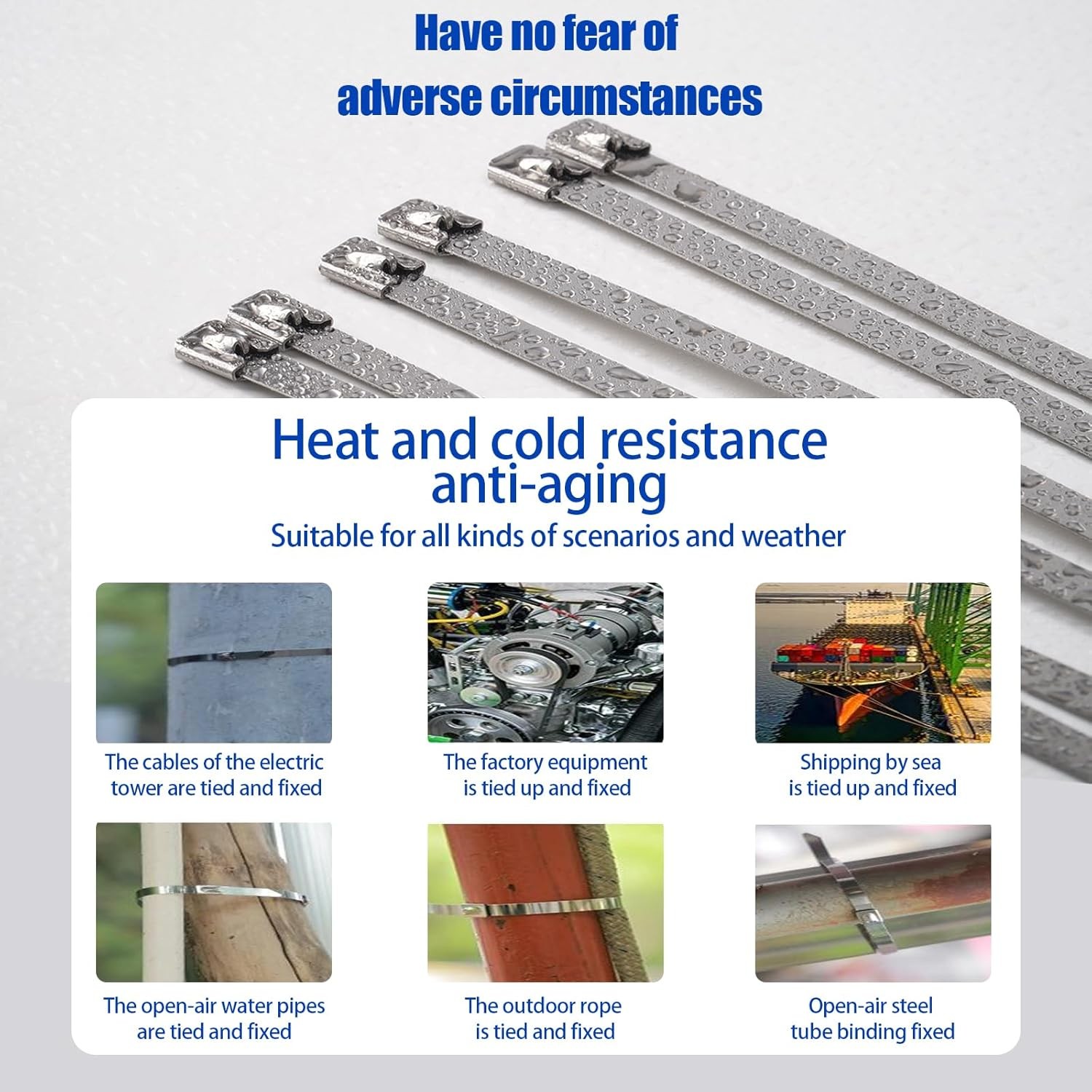 Metal Zip Ties 60In, 500Lb Extra Long Stainless Steel Cable Ties, Heavy Duty